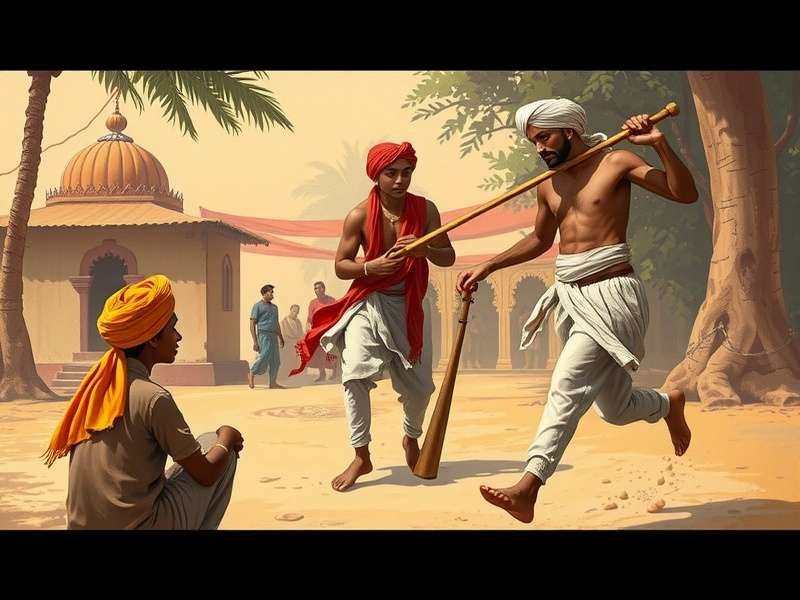 Vintage illustration of ancient Indians playing a game similar to Fiery Ginger Runaway