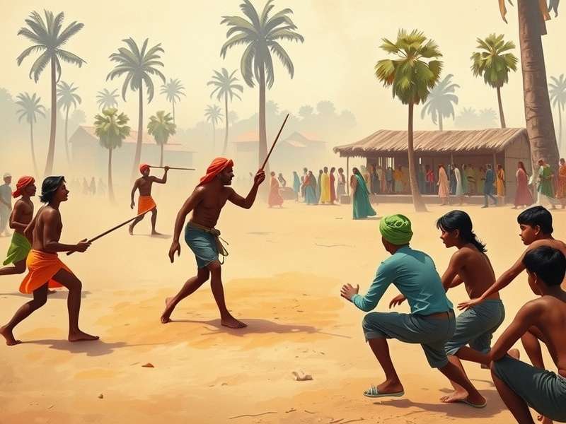 Children playing Fiery Ginger Runaway at a community ground in Maharashtra